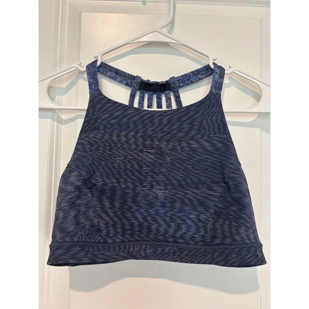 Lululemon‎ Women Size 6 Small Sports Bra Blue High Neck Slide With Me Strappy